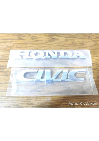Honda Civic Bagaj Yazısı Logo Amblem 1997-2006 Uyumlu Parlak Seçenek Krom Kaplama