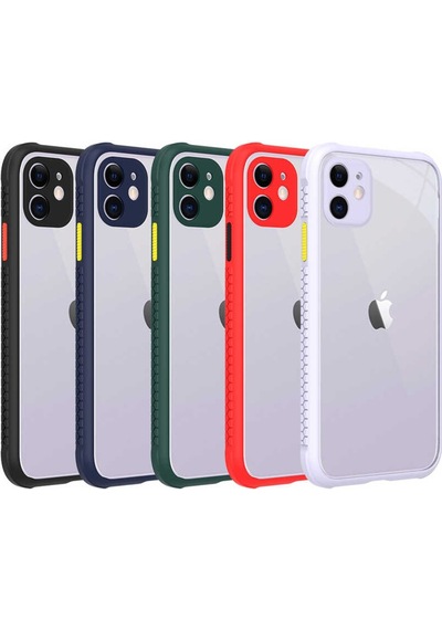 Apple Uyumlu iPhone 11 Kilif Kenar Renkli Sararmaz Seffaf Kapak 357388475