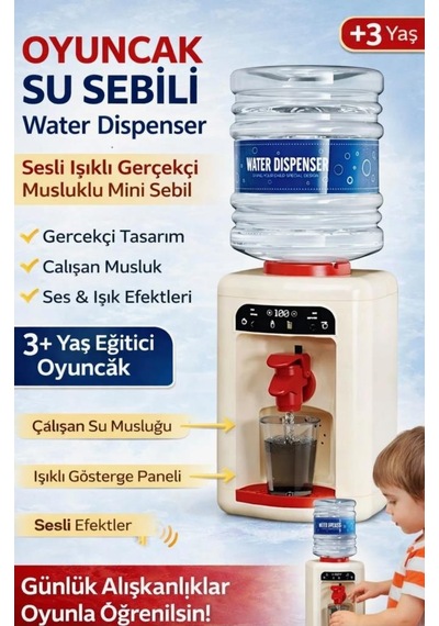 Sesli Ve Işıklı Çocuk Su Sebili 32 Cm - Minikler İçin Eğlenceli Ve Gerçekçi Bir Deneyim Oyuncak Su Sebili