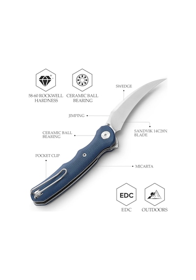 Trivisa Lacerta-04l Mavi Mikarta Sap 14c28n Çelik Kamp Çakısı Ty19-lm-14 Mavi