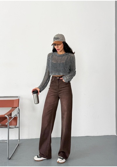 Kadın Kahverengi Taşlamalı Wide-leg Jean Yüksek Bel Geniş Paça Kot Pantolon Kahverengi+wide-leg Kadın Kahverengi Taşlamalı Wide-leg Jean Yüksek Bel Geniş Paça Kot Pantolon Kahverengi+wide-leg