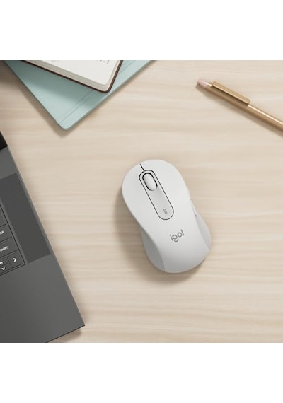 M650 Kablosuz Mouse, Büyük Boy Sağ El İçin, Sessiz, 4000 Dpı, Bluetooth, Logi Bolt Usb Alıcı, 24 Ay Pil Ömrü, Beyaz