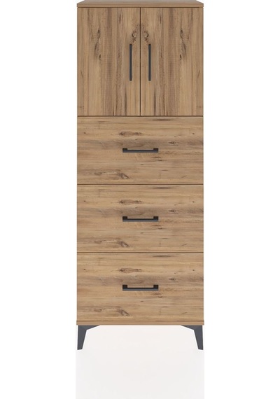 Arges Dolap 2 Raflı 3 Çekmeceli 2 Kapaklı 60x30x163 Çam-çam Çam