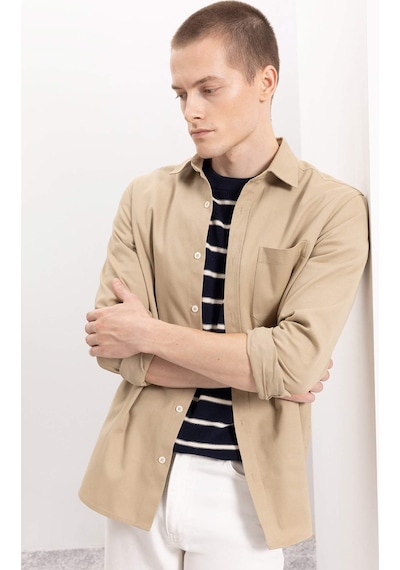 DeFacto %100 Pamuk Regular Fit Düğmeli Basic Düz Gabardin Uzun Kollu Gömlek A5383AX24AUBG801 DeFacto %100 Pamuk Regular Fit Düğmeli Basic Düz Gabardin Uzun Kollu Gömlek A5383AX24AUBG801