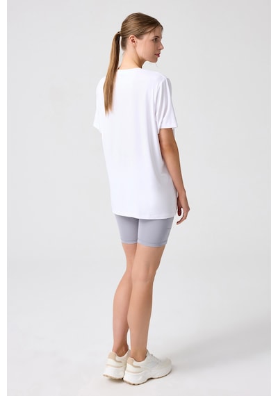 Los Ojos X Melodi Beyaz Oversize Geniş Kalıp Tişört Boyfriend T-shirt Beyaz Beyaz