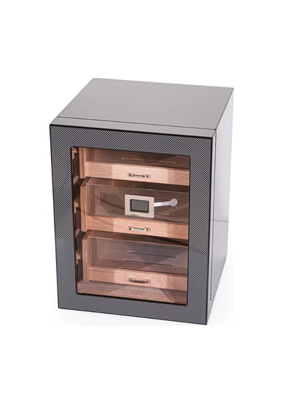 Premiumquality Belgrano Karbon Desenli 3 Çekmeceli Sedir Humidor Puro Kutusu - Tr8783
