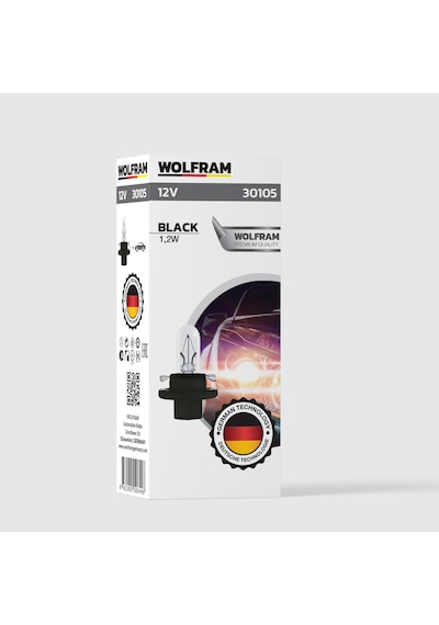 Wolfram 12 Volt 1.2 Watt Siyah Duylu Gösterge Ve Panel Ampulü Mfx6 Duy Tipi - 10 Adet