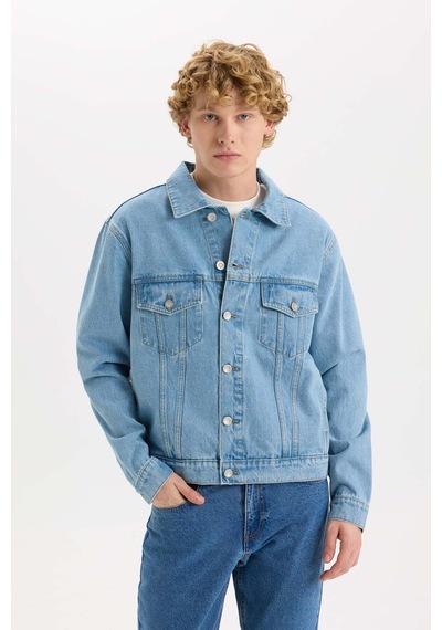 Defacto %100 Pamuk Regular Fit Jean Ceket E0835ax25spnm39 Mavi-nm39