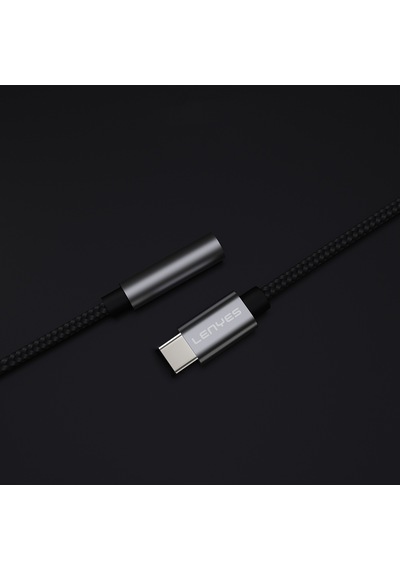 Lenyes Ax105 Type-c To 3.5mm Aux Çevirici Örgülü Ses Adaptörü Gümüş Gümüş