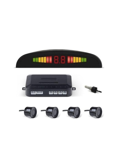 Led Ekranlı Park Sensörü, 18 Mm, Siyah, 4 Sensörlü, Dijital Ekran, Ses İkazlı