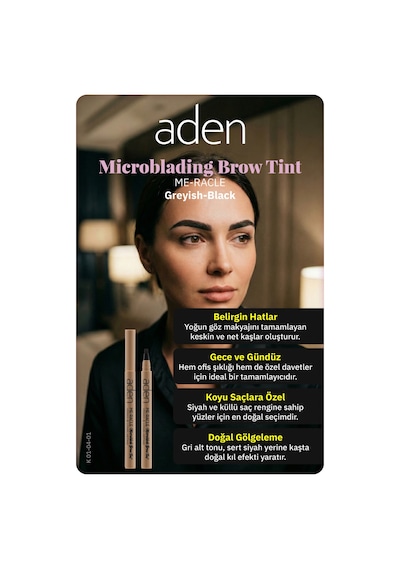 Aden Me-racle Microblading Brow Tint - Microblading Kaş Tinti Greyish-black Grimsi Siyah 0