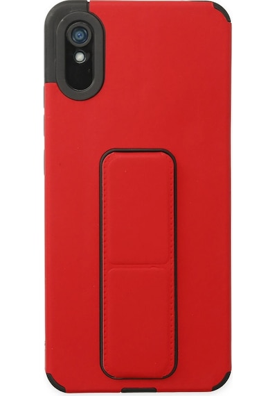 Cosmotex Newface Xiaomi Redmi 9a Kılıf Mega Standlı Silikon - Kırmızı