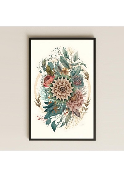 Çiçek Temalı Modern Mandala Dekoratif Duvar Pvc Tablo