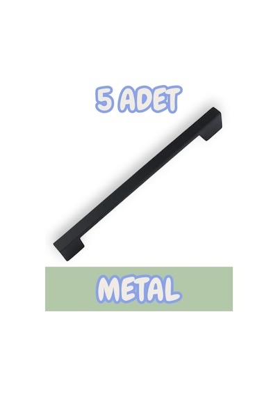 Köprü Alüminyum Metal Lüks Modern Mobilya Çekmece Mutfak Dolabı Kulpu Siyah 128mm 5 Adet Siyah