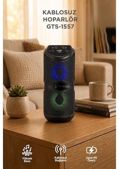 Torima GTS-1557 Bluetooth 5.0 RGB Işıklı Kablosuz Speaker