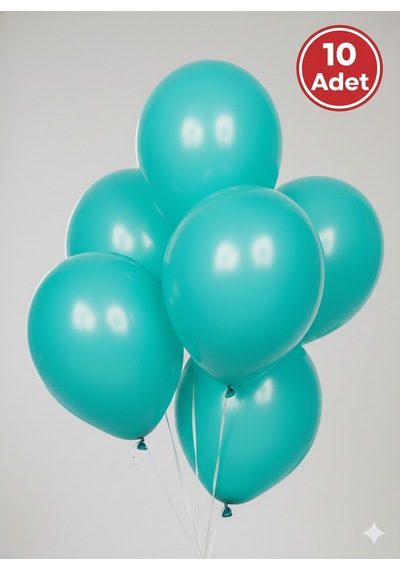 10 Adet Turkuaz Parıltılı Metalik Balonlar Parti & Kutlama Paketi Diğer