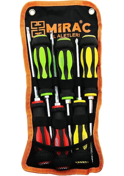 Bez Çantalı Renkli - Kauçuk Kaplama Saplı Darbeli 6lı Set