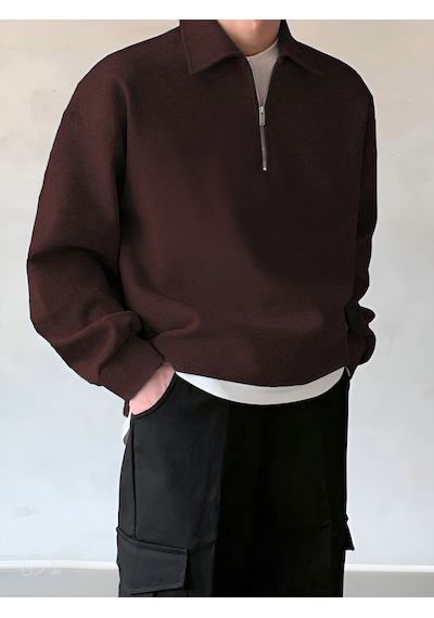 Genius Store Genıus Store Erkek Polo Yaka Oversize Sweatshirt Yarım Fermuar Sweatshirt Oversıze-sweatshırt Kahverengi Genius Store Genıus Store Erkek Polo Yaka Oversize Sweatshirt Yarım Fermuar Sweatshirt Oversıze-sweatshırt Kahverengi