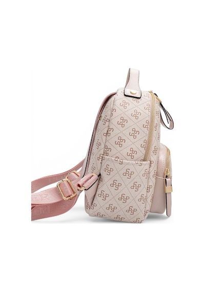 Silver & Polo Silver Polo Pembe - Pudra Monogram Kadın Sırt Çantası Sp1130