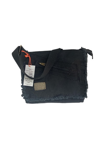 Old Cotton Cargo Vintage Salaş Orta Boy Unisex Günlük Çapraz Postacı Tablet Çantası M 32 Cm X 27 Cm Siyah