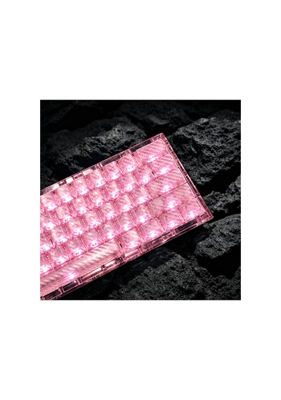 Leaven 119 Tuşlu Kumaş Dokulu Buz Karbon Desenli  Profil Rgb Cherry Mx Uyumlu Aydınlatmalı Pbt Tuşları - Pembe
