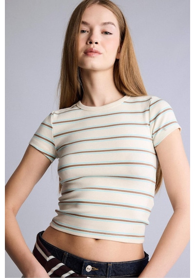 Defacto 26y801002523 Ekru Kadın T-shirt G2231ax/er98