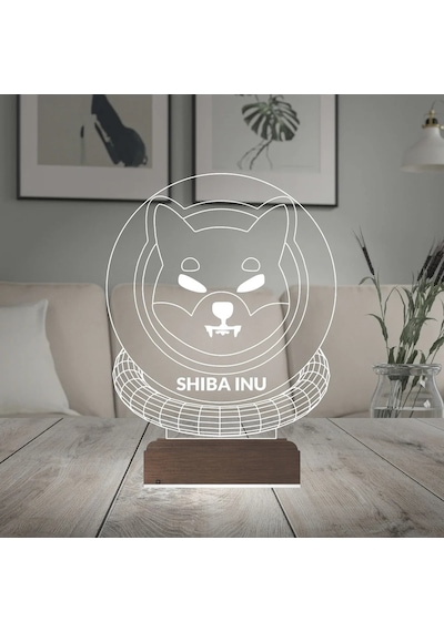 Luvivia Crypto Shiba Inu Coin Kripto Finans 3d Lamba - Masa Gece Lambası V2 Şeffaf