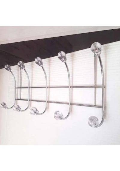 Askı Kapı Arkası Askılık 10 Kancalı Metal 37Cm Genişlik Metalik