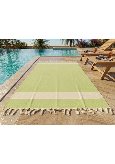 Ludıa %100 Pamuklu Diamond Desenli Saçaklı Yeşil Peştemal 100x195 Cm Plaj Ve Banyo Havlusu