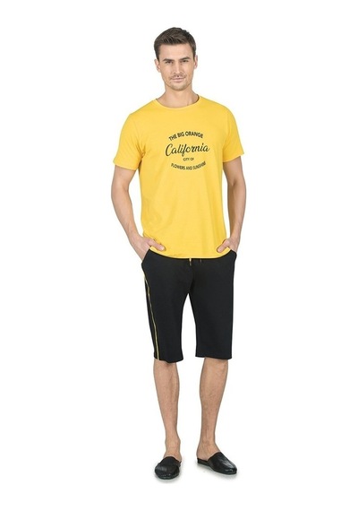 Jiber 4738 Erkek Kısa Kol Kapri Pijama Takım