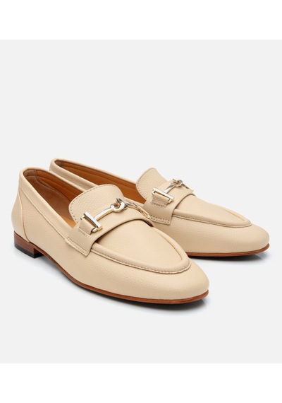 Hotiç Kadın Deri Bej Tokalı Klasik Loafer