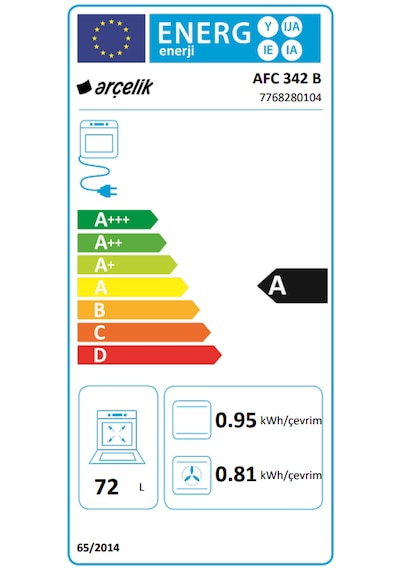 Arçelik Afc 342 B A FRY 72 L Ankastre Fırın