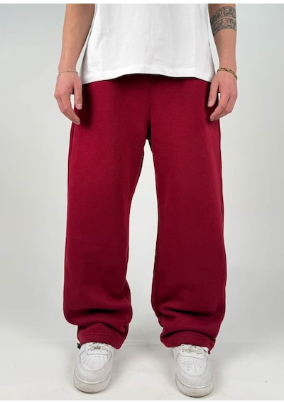 Zaee Basic Kışlık Kumaş Ayarlanabilir Paça Baggy Eşofman Altı Bordo