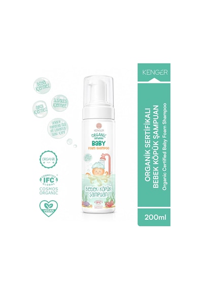 Organik Bebek Köpük Şampuan, 200 Ml