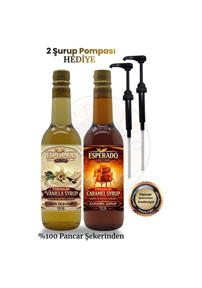 Esperado Premium Kahve Şurubu Seti 2'li 750 Ml - Vanilya Ve Karamel Aromalı