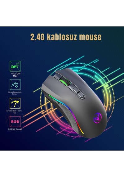 T69 Kablosuz Rgb 4800 Dpı Oyuncu Mouse - 650 Mah Yüksek Kapasiteli Batarya Diğer