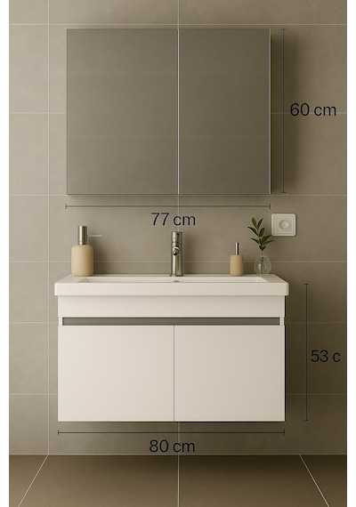 DMZ Home Concept Arista 80 Cm Beyaz Mdf, Seramik Lavabolu, Banyo Dolabı Takımı DMZ Home Concept Arista 80 Cm Beyaz Mdf, Seramik Lavabolu, Banyo Dolabı Takımı