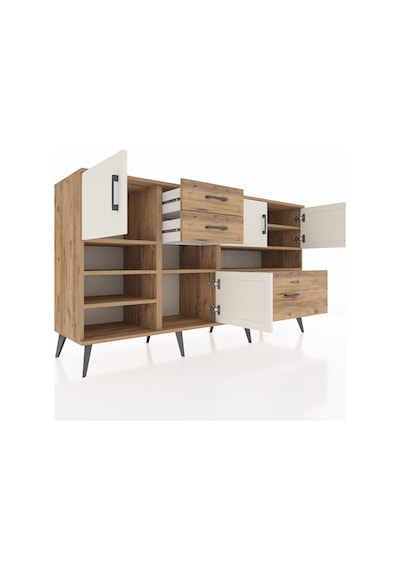 Kronos Konsol 7 Raflı 3 Çekmeceli 4 Kapaklı 176x59x99 Çam-aytaşı/ Çam-aytaşı/çam