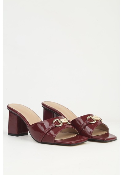 Pierre Cardin Kadın Bordo Rugan Topuklu Terlik Pc-55761 Bordo