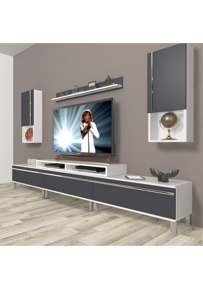 Decoraktiv Ekoflex 270ta Mdf Krom Ayaklı Tv Ünitesi Tv Sehpası Beyaz - Antrasit Decoraktiv Ekoflex 270ta Mdf Krom Ayaklı Tv Ünitesi Tv Sehpası Beyaz - Antrasit