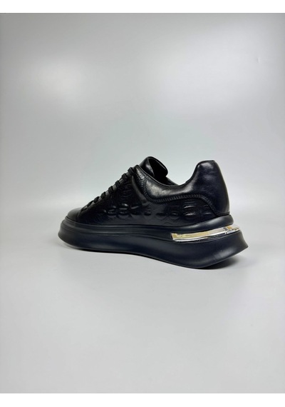 Daytex Hakiki Deri Kroko Baskılı Eva Taban Premium Erkek Sneaker Siyah