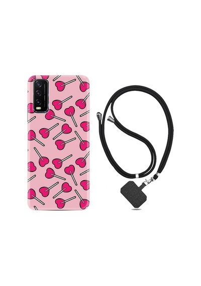 Vivo Y20 Kılıf Boyun Askılı Heart Lollipop 1414