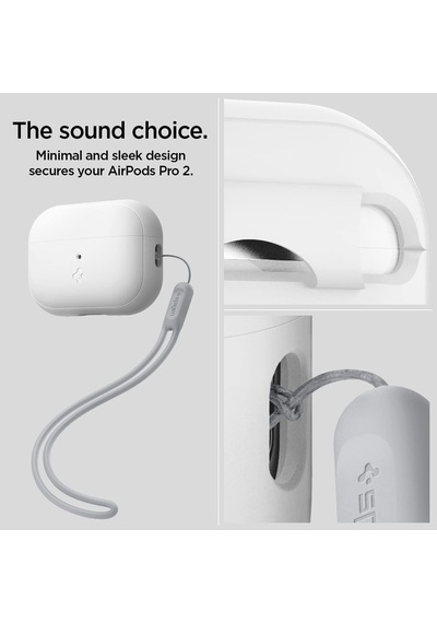 Airpods Pro 2/1 İle Uyumlu Kılıf Silicone Fit + Strap White - Acs05811