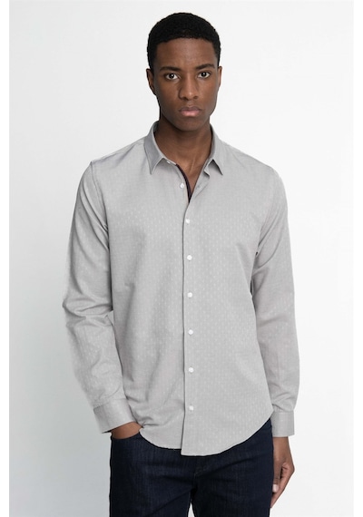 Tudors Slim Fit Uzun Kol Oxford Doku Armürlü Biyeli Erkek Gömlek-26940-Krem