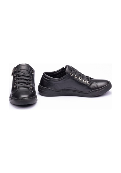 Kadın Hakiki Deri Geniş Kalıp Günlük Ayakkabı Sneakers Siyah