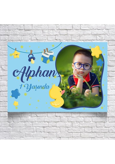 Mavi Bebek Temalı Doğum Günü Afişi 70x100 Cm