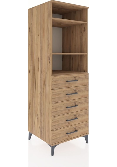 Kronos Dolap 3 Raflı 5 Çekmeceli 60x59x182 Çam-çam Çam