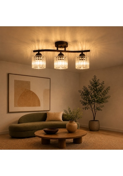 Tufty 3Lü Eskitme Kristalli Modern Yatak Odası Salon Kristal Avize