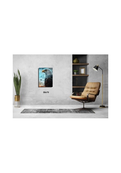 Kartal Yan Görünümü Hayvanlar Alemi Cam Tablo Pct0788 Hayvan Figürlü Dekoratif Duvar Tablosu, Salon, Ofis Ve Çalışma Alanı Dekoru,