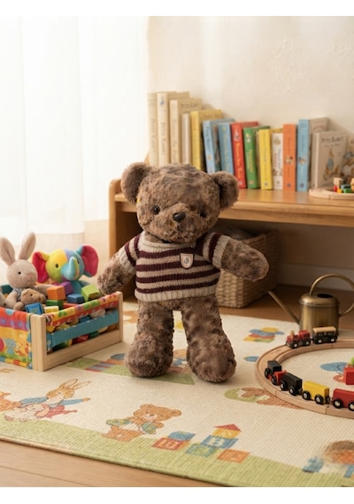 Peluş Tedi Bordo Çizgili Kazaklı Ayıcık 50 Cm Kahverengi-bordo